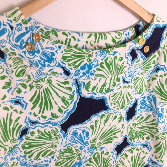 Lilly Pulitzer Midi/Mini Dress Chic Fit Blue Green Floral Print Women’s Size S - Picture 9 of 11
